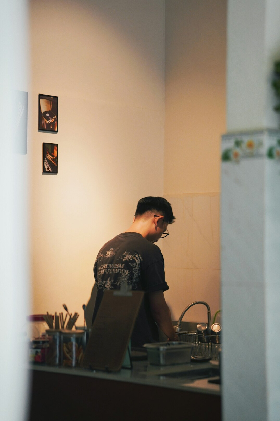 person building small project at home