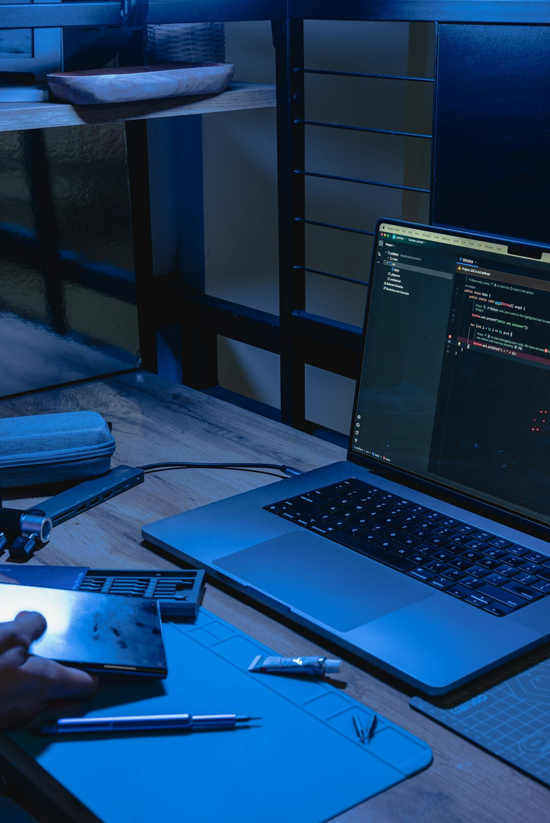 software developer at desk